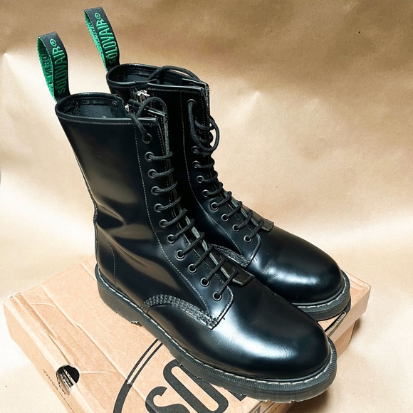 Solovair Black 11 Eyelet Zip Derby Boot Size 10.5 US - Picture 4 of 9